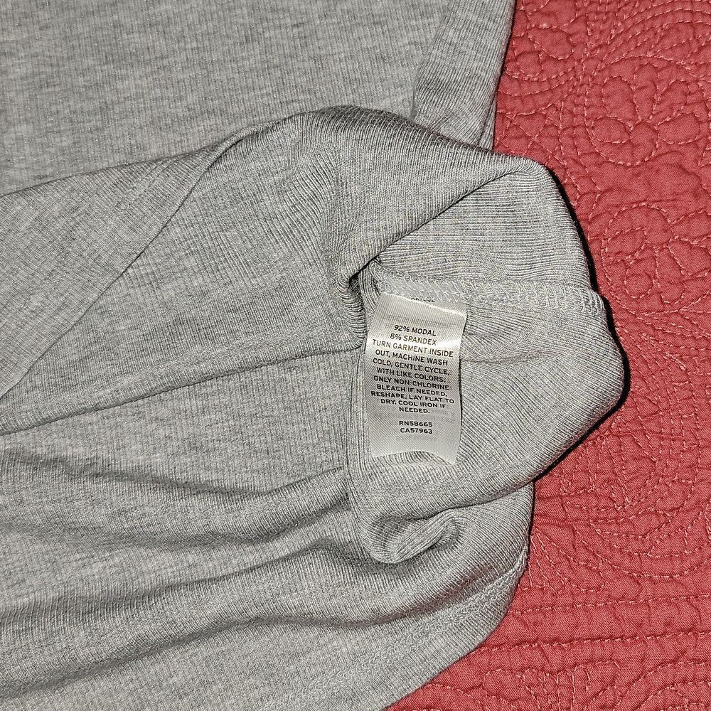 New Halogen Skivvy Fine Rib Crewneck Grey Heather Long Sleeve Knit Top Size XS - Picture 5 of 8